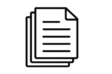 Stack of documents with lines representing text on a transparent background