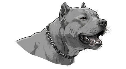 Dog Breed Illustration with Chain Collar