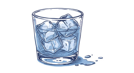 Glass of Water with Ice Cubes Illustration