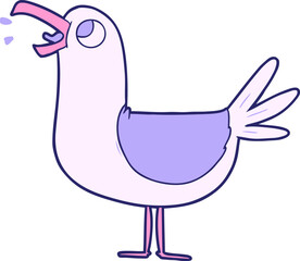 cartoon seagull in bright neon color