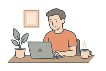Remote Work from Home Vector Illustration