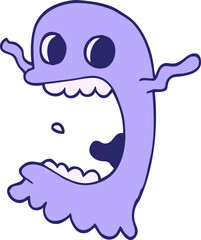 cartoon doodle spooky ghost in bright neon color