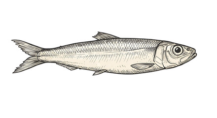 Hand Drawn Sardine Illustration on White