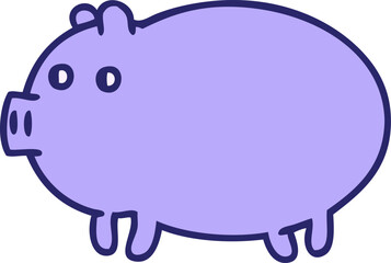 cute cartoon of a fat pig in bright neon color