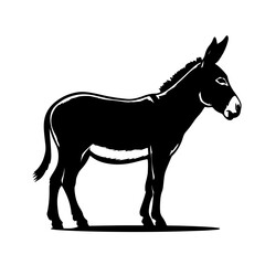 Obraz premium Donkey Silhouette Vector: Minimalist Black and White Animal Artwork