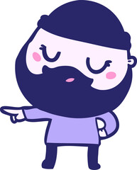 cute cartoon man with beard in bright neon color