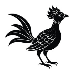 Obraz premium Majestic Rooster Silhouette Black and White Illustration