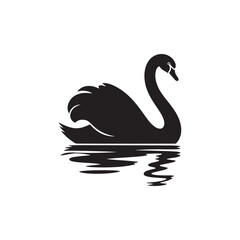 Black Swan Silhouette on Water