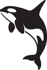 Dynamic orca whale silhouette in leap, Bold marine animal jumping artwork