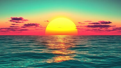 Vibrant sunset over a tranquil ocean