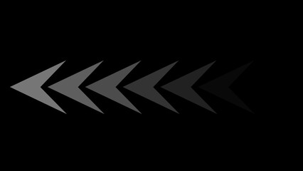 Gradient arrows in a row displaying movement and direction on a dark black background