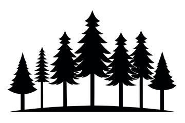 Obraz premium Evergreen Tree Treetops Panorama – Silhouetted Fir and Spruce Forest Vector