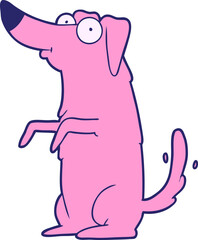 cartoon happy dog in bright neon color