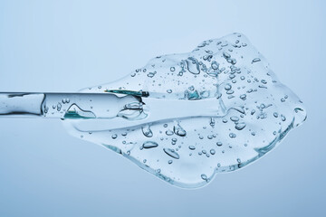 Thick texture of cosmetic gel with bubbles.