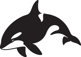 Striking black and white orca whale art, Killer whale silhouette for ocean design