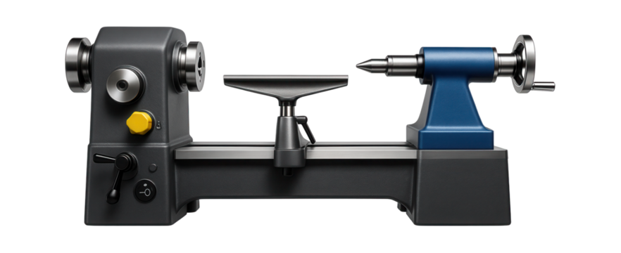 Heavy-duty semi-automatic lathe with a hydraulic tailstock and a large swing diameter for an industrial manufacturing plant