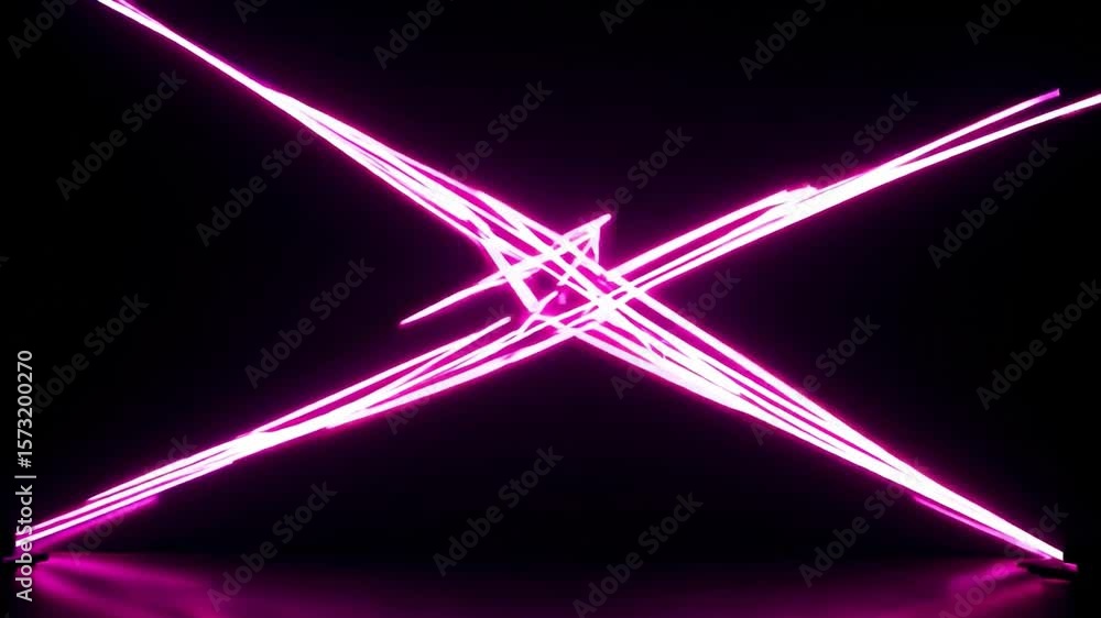 Poster neon pink light beams creating an abstract pattern on a dark background for creative projects