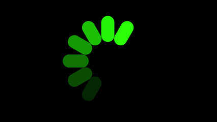Animated green loading circle icon against a black background showing internet processing