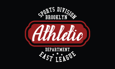 Brooklyn Athletic Department Sports Division slogan with college varsity print for graphic tee t shirt or sweatshirt and other uses.	