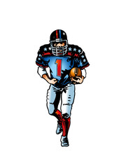 American football player running with the ball