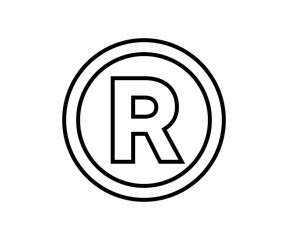 Registered trademark symbol. Patent trademark r circle  illustration on transparent background. 