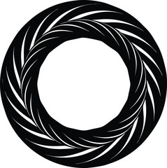 Abstract circular frame with swirling decorative elements silhouette