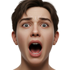 Terrified Young Person Screaming, Close up Digital Portrait