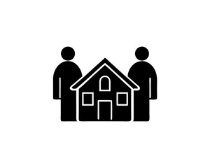 creative details Outline People and House Icon (Urbanization) vector illustration
