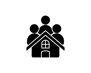 creative details Outline People and House Icon (Urbanization) vector illustration