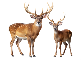 male and female deer on isolated white background, PNG