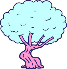 cartoon tree in bright neon color