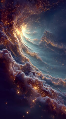 Generated image. colored energies, multicolored cosmic background	