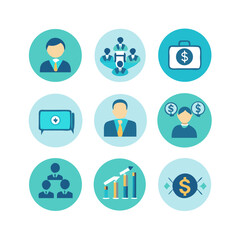 Fototapeta premium Flat design vector icon set for social network and business communication