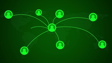 World map overlaid with digital connections and glowing data points, representing the flow of information and collaboration between global business entities across the world. on a cyan map - Powered by Adobe