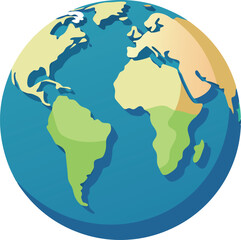 Stylized illustration of planet earth showing continents and oceans