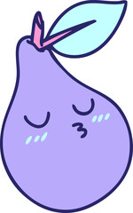 cartoon of a nice good looking pear in bright neon color
