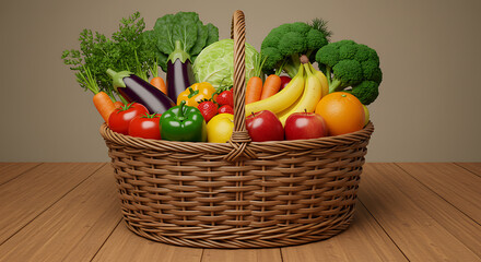 Fresh Healthy Fruit and Vegetable Basket Harvest Abundance