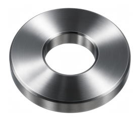 Large flat washer with a wide outer diameter and a central hole, used in heavy machinery assembly.