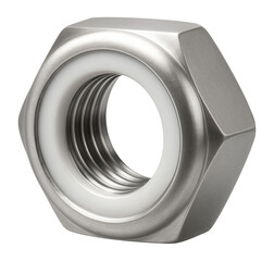 Hexagonal self-locking nut with nylon insert for securing components in a machine assembly plant