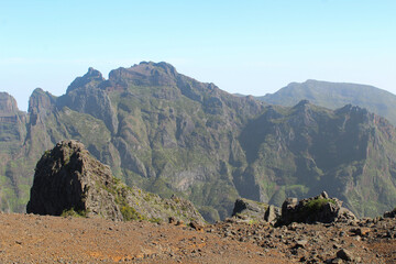 Beautiful view of Pico do Arieiro on a summer day. Madeira. Portugal.