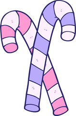 cartoon candy canes in bright neon color