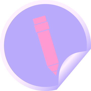Naklejki circular peeling sticker quirky cartoon pencil in bright neon color