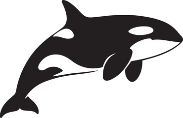 Obraz premium Orca silhouette on white background, Killer whale vector ocean animal