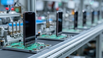 Smartphones on automated assembly line