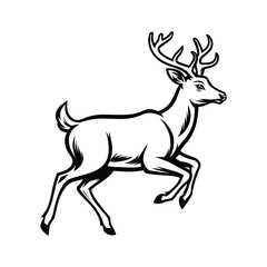 Obraz premium Minimal Deer Leap Sketch in Monochrome