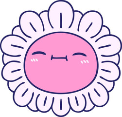 hand drawn quirky cartoon flower  in bright neon color