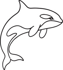 One line art orca whale drawing, Minimal ocean animal continuous line © jakircreativedesign