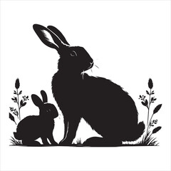 Obraz premium Silhouette vector of a rabbit standing on a white background