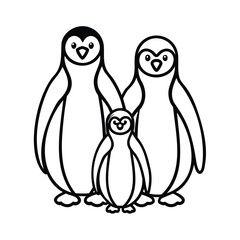 Penguin family with two adults a chick on penguins baby