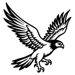 Obraz premium Majestic falcon in flight with wings spread wide silhouette